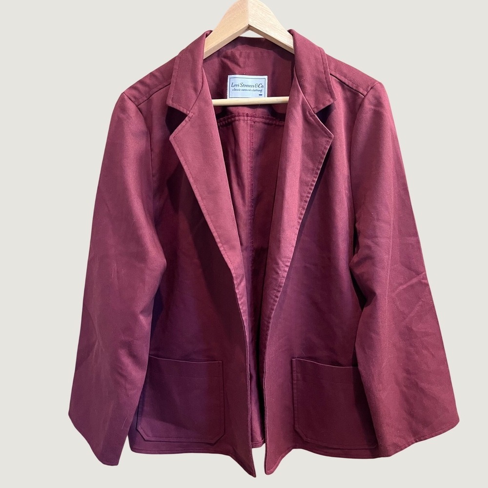 Levi Strauss & Co Blazer Womens 38 Burgundy Vintage 70s 80s Twill Patch Pocket
